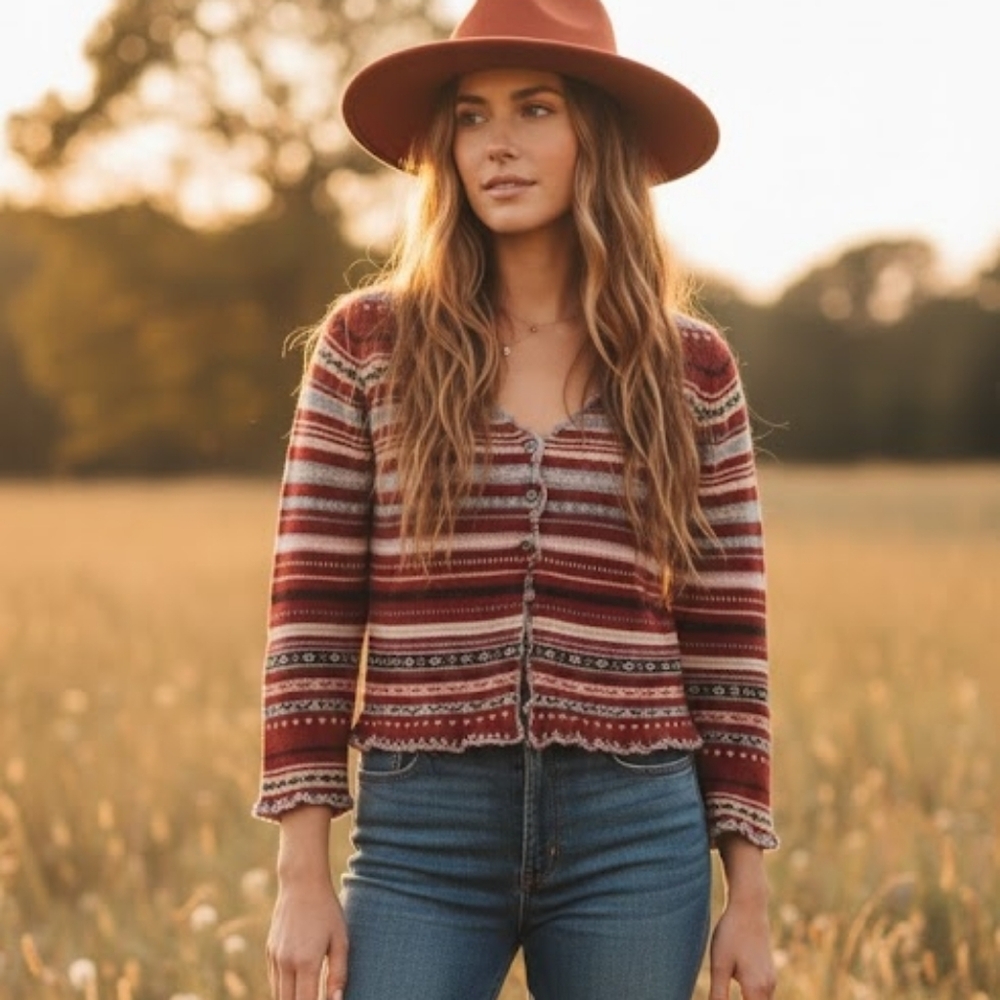 Vintage Jigsaw Wool Blend Cardigan Size S